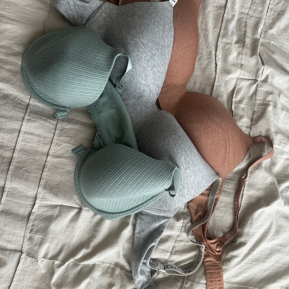 Victoria's Secret Bra Trio - Teal, Gray, and Brown
